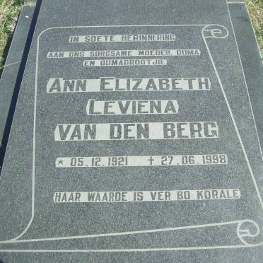 BERG Ann Elizabeth Leviena, van den 1921-1998