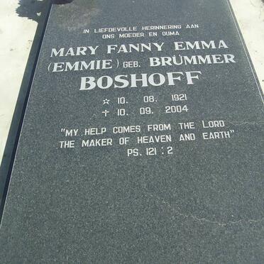BOSHOFF Mary Fanny Emma nee BRUMMER 1921-2004