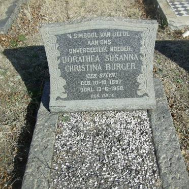 BURGER Dorathea Susanna Christina nee STEYN 1897-1958