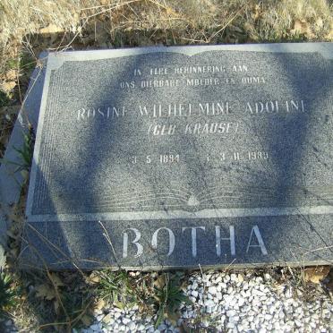 BOTHA Rosine Wilhelmine Adoline nee KRAUSE 1894-1989