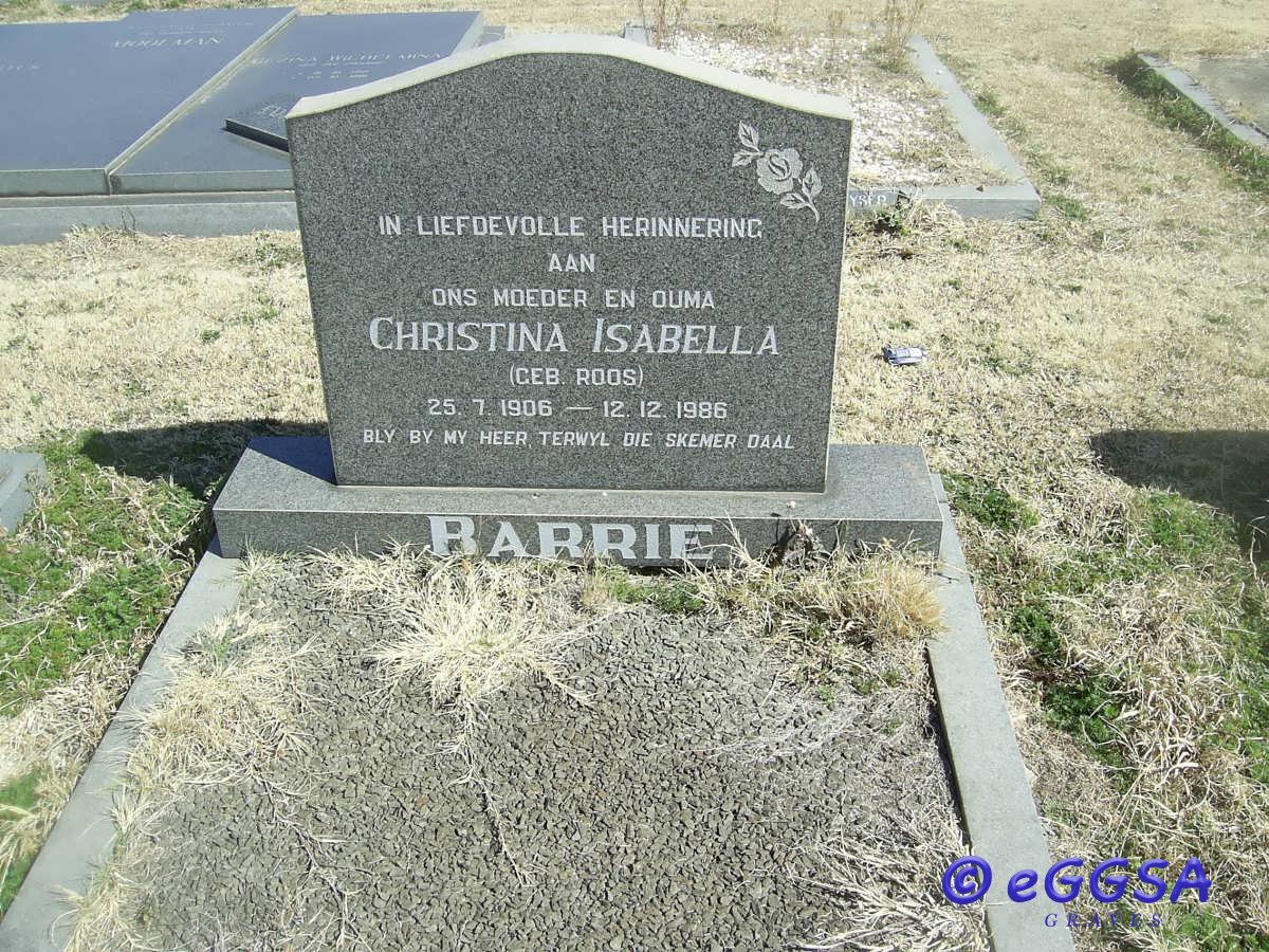 BARRIE Christina Isabella nee ROOS 1906-1986