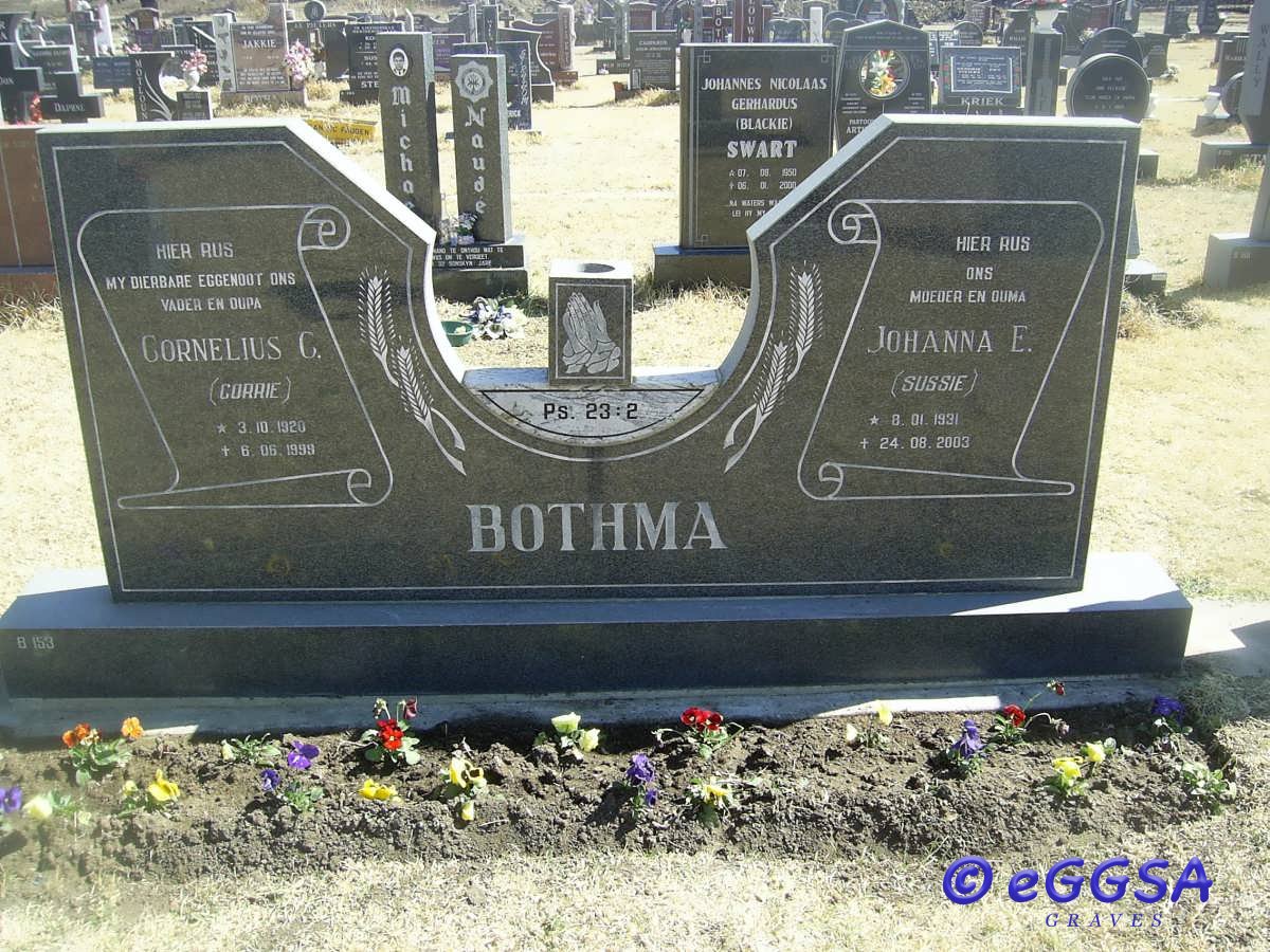 BOTHMA Cornelius C. 1920-1999 &amp; Johanna E. 1921-2003