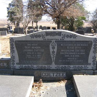 COETZEE Gert Hendrik Jacobus 1900-1984 &amp; Elsje Otto Magdalena PRETORIUS 1906-1959