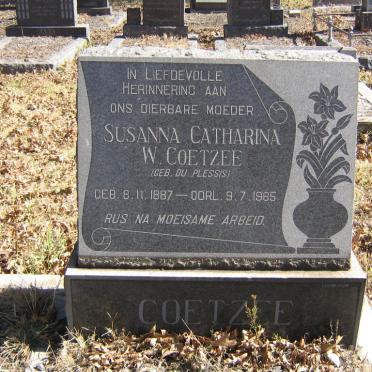 COETZEE Susanna Catharina W. nee DU PLESSIS 1887-1965
