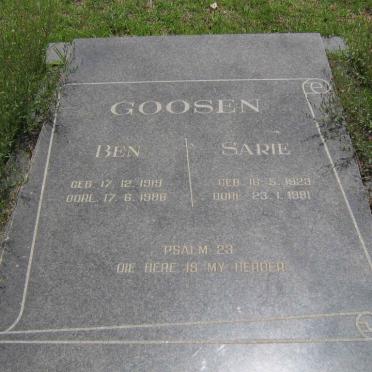 GOOSEN Ben 1919-1986 &amp; Sarie 1923-1991