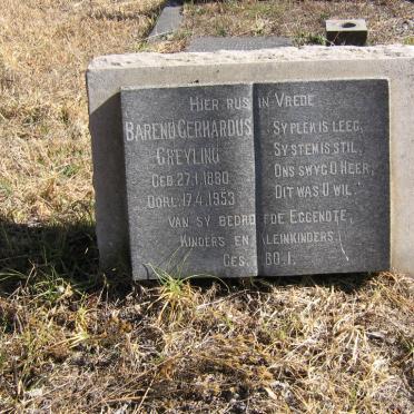 GREYLING Barend Gerhardus 1880-1953