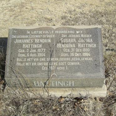 HATTINGH Johannes Hendrik 1877-1954 &amp; Susara Jacoba Hendrina 1880-1964