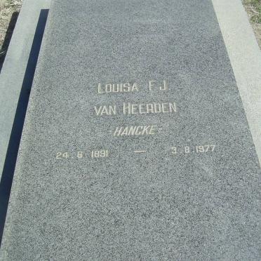 HEERDEN Louisa F.J., van nee HANCKE 1891-1977