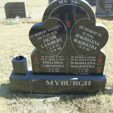 MYBURGH Jacob Lambert 1921-2001 &amp; Magdalena Magrietha 1922-
