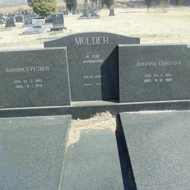 MULDER JOHANNES Petrus 1890-1978 &amp; Johanna Christina 1894-1989
