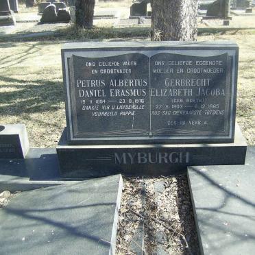 MYBURGH Petrus Albertus Daniel Erasmus 1894-1976 &amp; Gerbrecht Elizabeth Jacoba ROETS 1903-1965