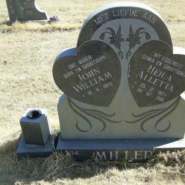 MILLER John William 1920-  &amp; Heila Alletta 1924-1990