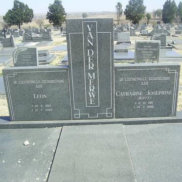 MERWE Leon, van der 1912-1988 &amp; Catharine Josephine 1911-1986