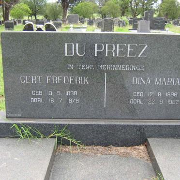PREEZ Gert Frederik, du 1998-1979 &amp; Dina Maria 1896-1982