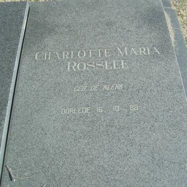 ROSSLEE Charlotte Maria nee DE KLERK -1986