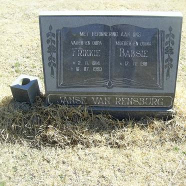 RENSBURG Frikkie, Janse van  1914-1993 &amp; Babsie 1918-