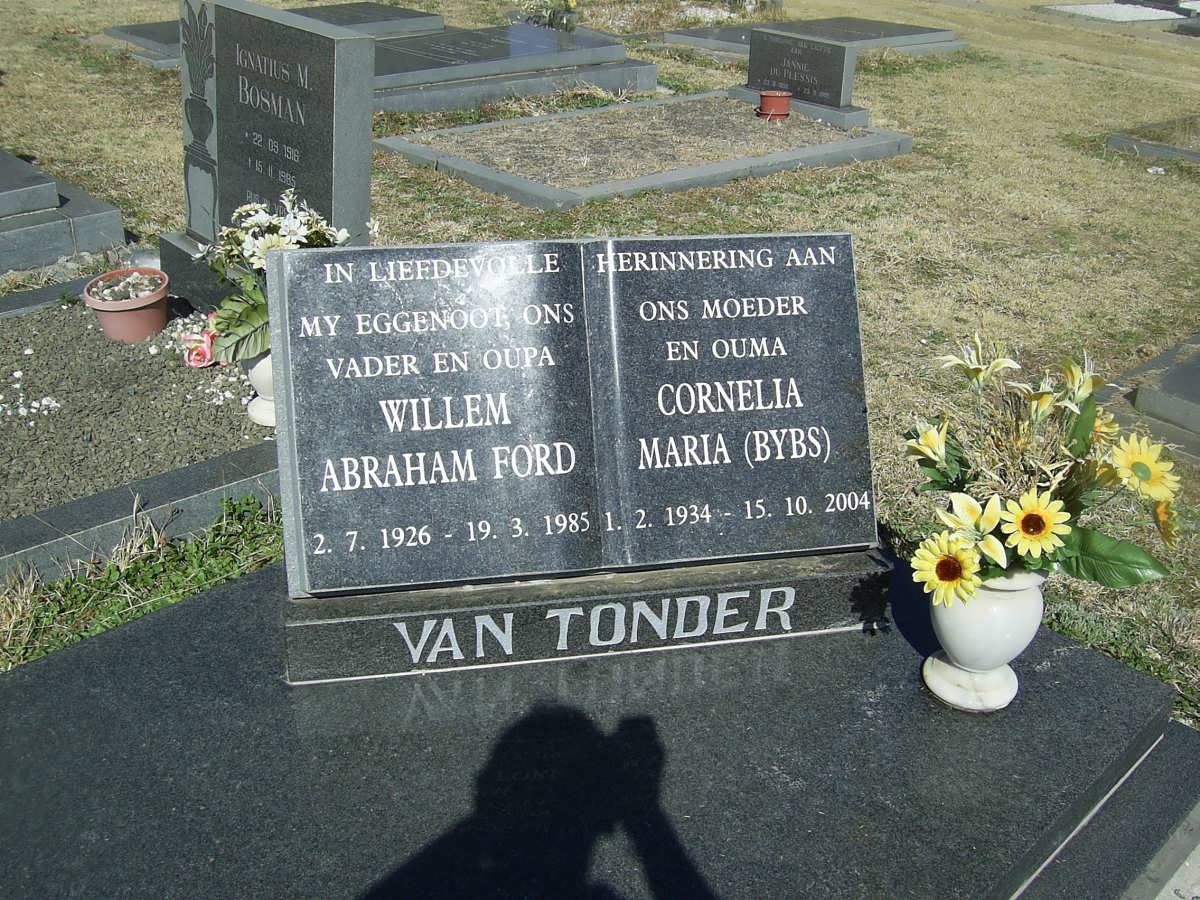 TONDER Willem Abraham Ford, van 1926-1985 &amp; Cornelia Maria 1934-2004