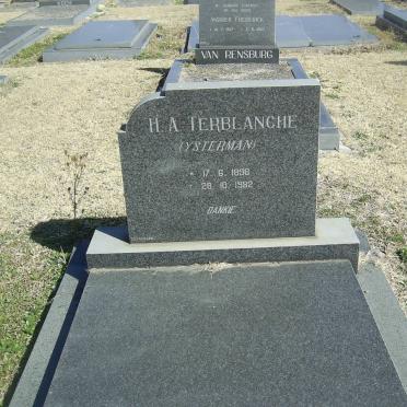 TERBLANCHE H.A. nee YSTERMAN 1898-1982