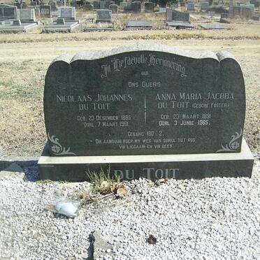 TOIT Nicolaas Johannes, du 1885-1961 &amp; Anna Maria Jacoba FOSTER 1891-1965
