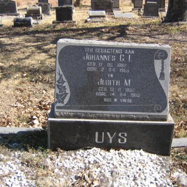 UYS Johannes C.I. 1882-1955 &amp; Judith M. 1892-1989