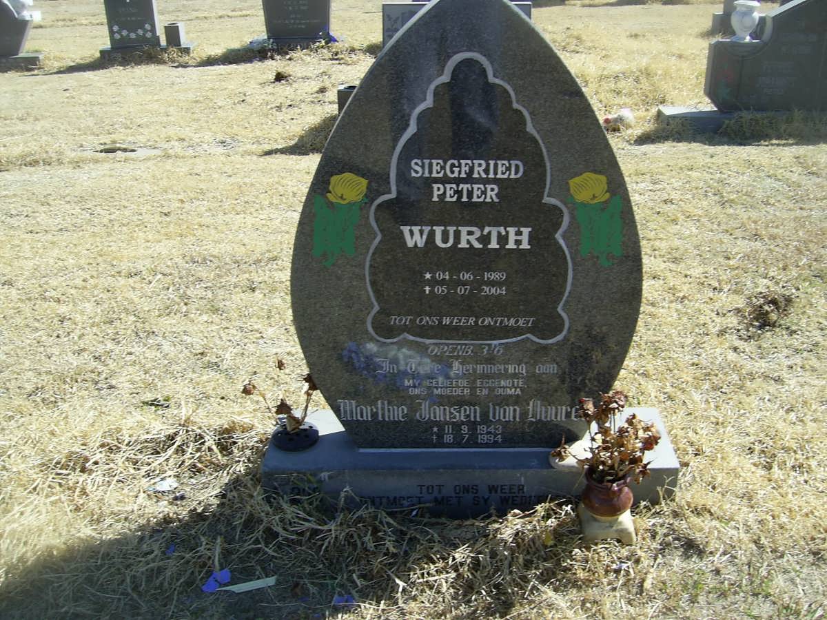 VUUREN Marthe, Jansen van 1943-1994 :: WURTH Siegfried Peter 1989-2004