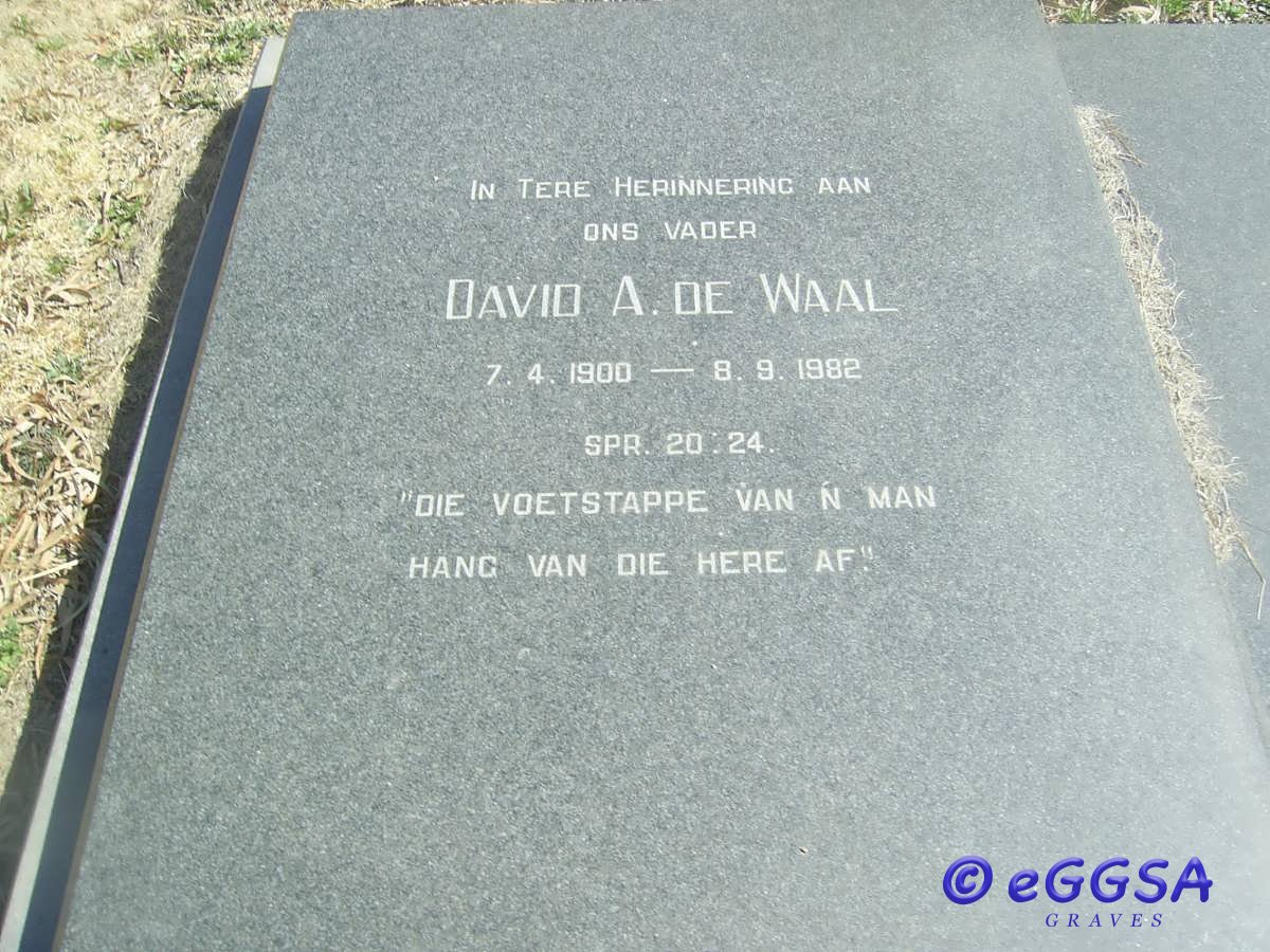 WAAL David A., de 1900-1982