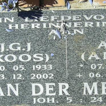 MERWE J.G.J., van der 1933-2002 &amp; A.M. 1932-2004