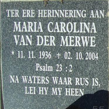 MERWE Maria Carolina, van der 1936-2004