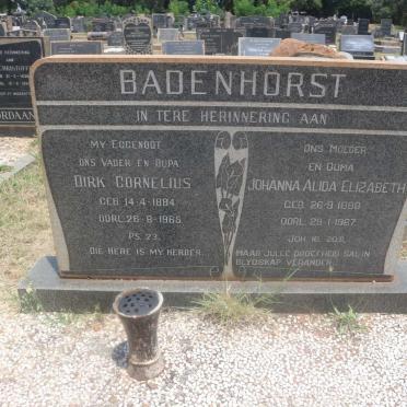 BADENHORST Dirk Cornelius 1884-1965 &amp; Johanna Alida Elizabeth 1888-1967