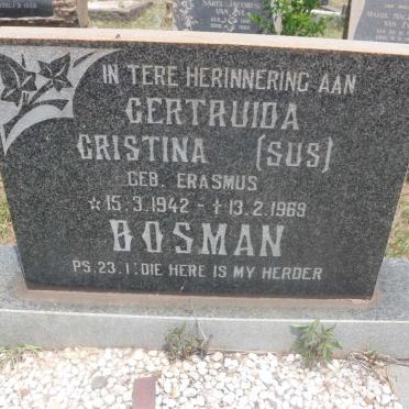 BOSMAN Gertruida Christina nee ERASMUS 1942-1969