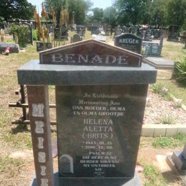 BENADE Helena Aletta nee BRITS 1943-2016