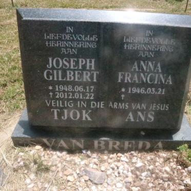 BREDA Joseph Gilbert, van 1948-2012 &amp; Anna Francina 1946-