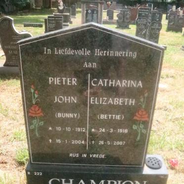 CHAMPION Pieter John 1912-2004 &amp; Catharina Elizabeth 1918-2007