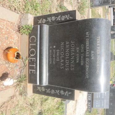 CLOETE Johannes Arnoldus Nicolaas 1925-1978