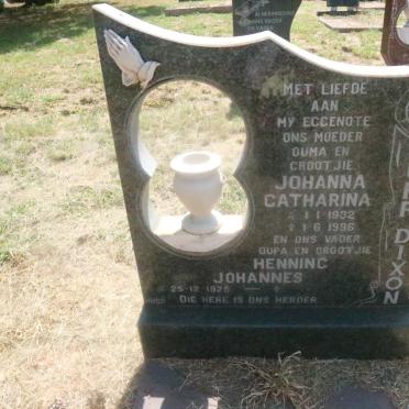 DIXON Henning Johannes, BURR 1925- &amp; Johanna Catharina 1932-1996