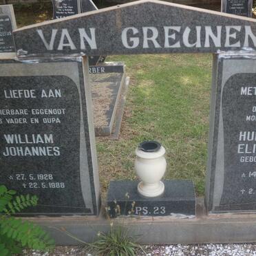 GREUNEN William Johannes, van 1928-1988 &amp; Huibrecht Elizabeth HUYGEN 1931-2011