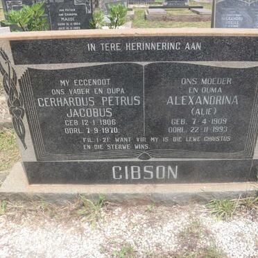 GIBSON Gerhardus Petrus Jacobus 1906-1970 &amp; Alexandrina 1909-1993