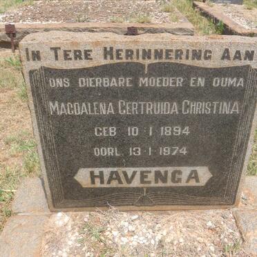 HAVENGA Magdalena Gertruida Christina 1894-1974
