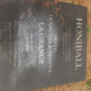 HONIBALL Freda Francina Johanna nee LA GRANGE 1937-1996