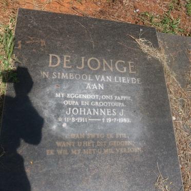 JONGE Johannes J., de 1911-1989