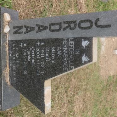 JORDAAN Barend Daniel 1941-2004 &amp; Gertruida Jacoba 1945-