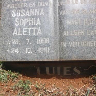 LUIES Susanna Sophia Aletta 1896-1981