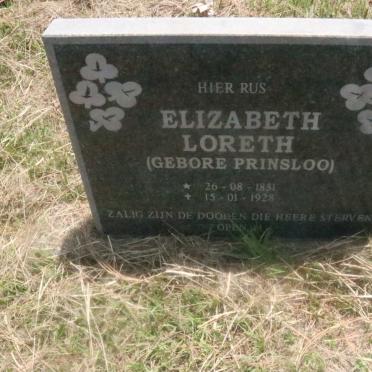 LORETH Elizabeth nee PRINSLOO 1851-1928