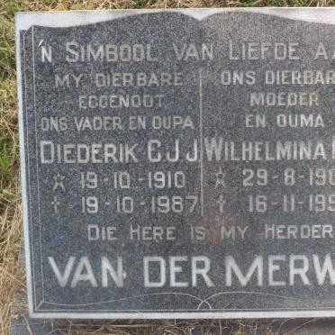 MERWE Diederik C.J.J., van der 1910-1987 &amp; Wilhelmina F.S. 1904-1991