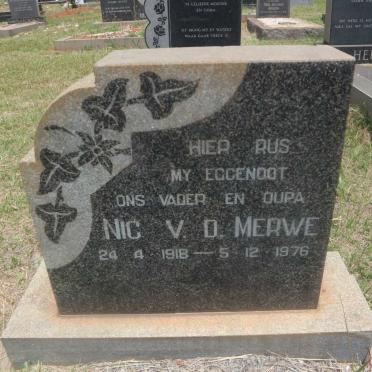 MERWE Nic, v.d. 1918-1976