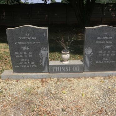 PRINSLOO Nick 1923-1991 &amp; Emmie 1933-2006