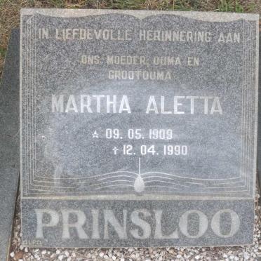 PRINSLOO Martha Aletta 1909-1990