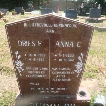 RUDOLPH Dries F. 1928-1995 &amp; Anna C. 1933-2012