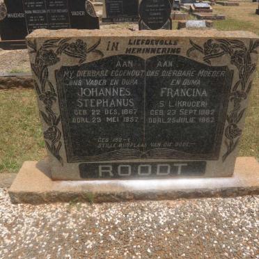 ROODT Johannes Stephanus 1867-1957 &amp; Francina S.L. KRUGER 1882-1967