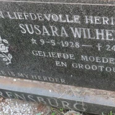 RENSBURG Susara Wilhelmina, van 1928-2008